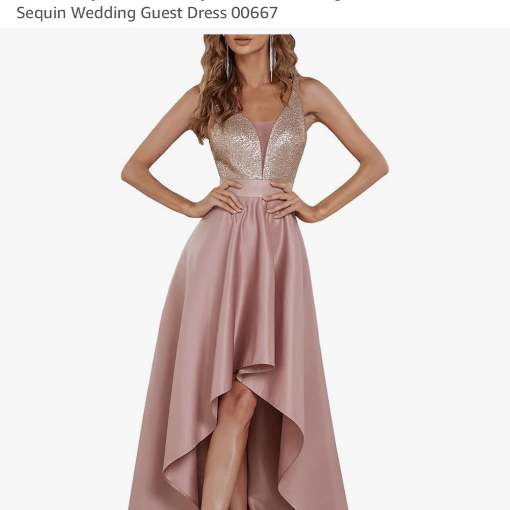 Ever Pretty Rose Gold Sequin High Low Dress